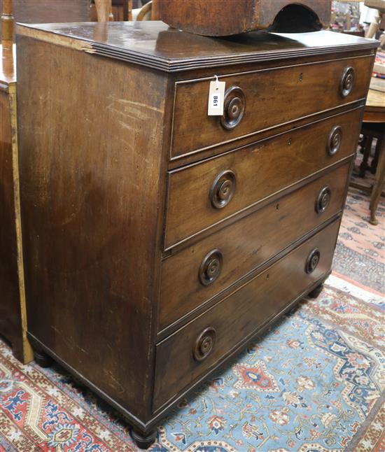 A Regency mahogany four-drawer chest W.108cm